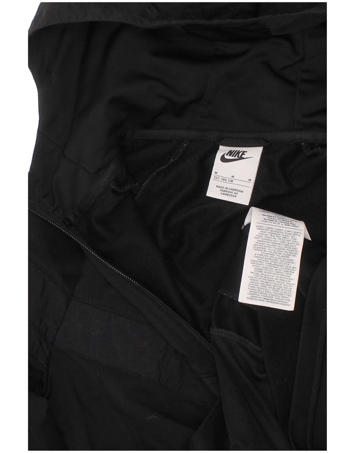 NIKE Girls Zip Hoodie Sweater 10-11 Years Medium Black Polyester