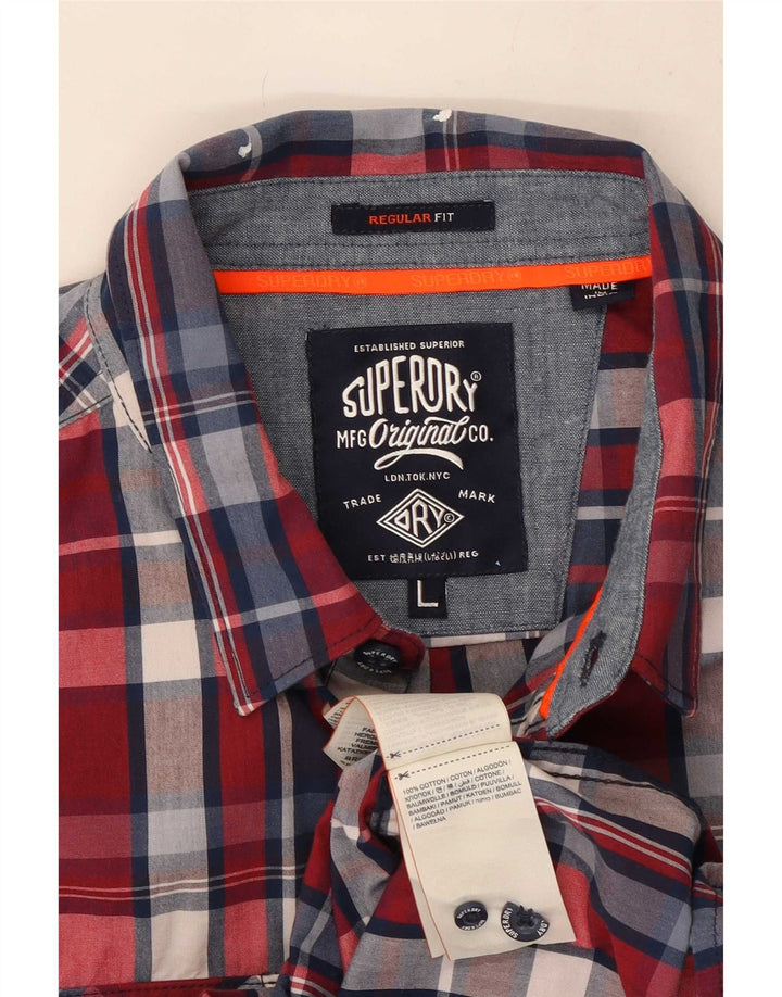 Superdry Mens Regular Fit Shirt Large Red Check Cotton
