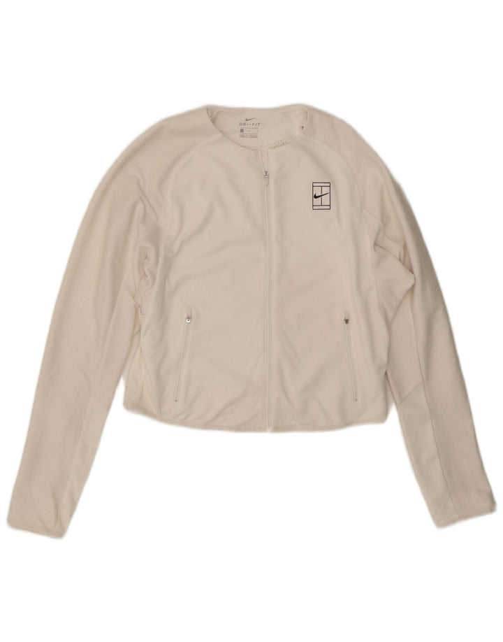 Nike Womens Dri Fit Crop Tracksuit Top Jacket UK 16 Large White Polyester