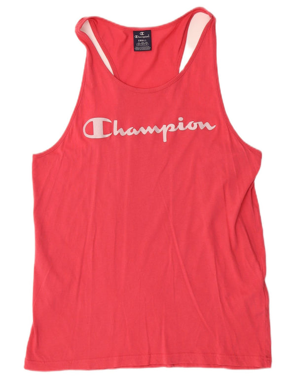 CHAMPION Mens Graphic Vest Top Small Pink Cotton