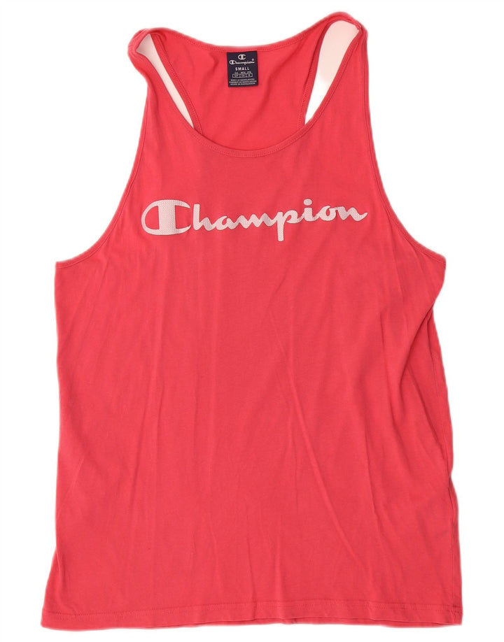 CHAMPION Mens Graphic Vest Top Small Pink Cotton