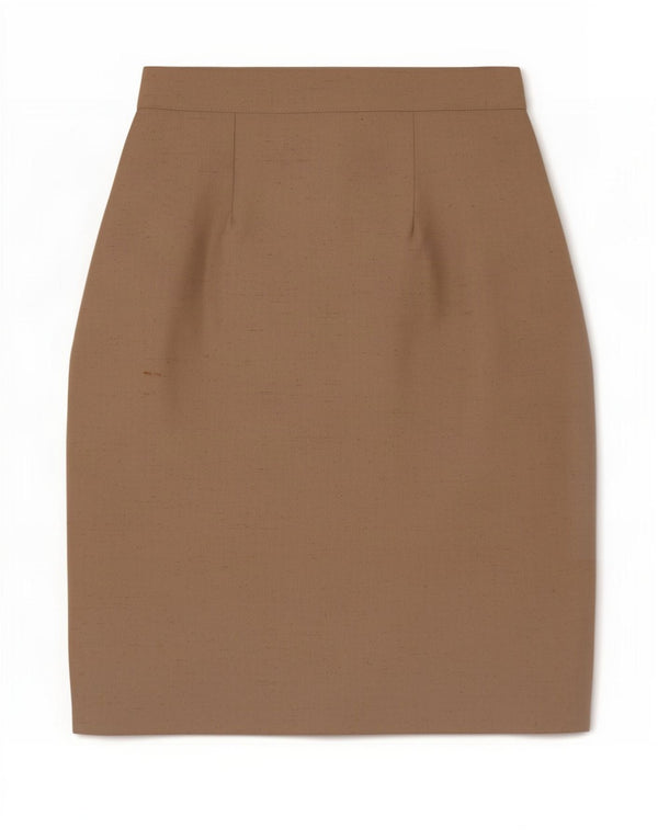 Vintage Womens Pencil Skirt Small W26 Khaki Polyester