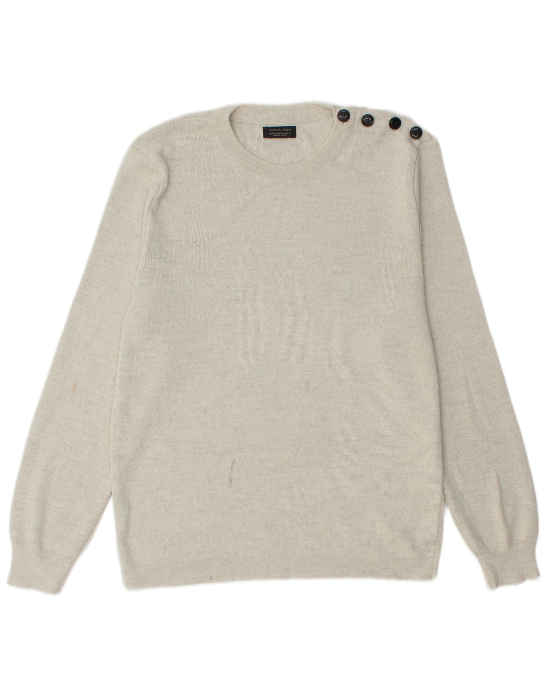 Zara Mens Crew Neck Jumper Sweater XL Grey