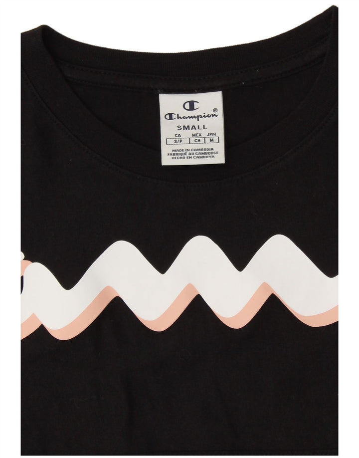 CHAMPION Womens Graphic Top Long Sleeve UK 10 Small Black