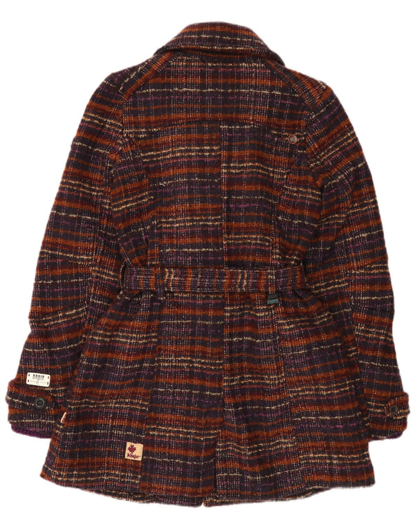 KHUJO Womens Overcoat UK 10 Small Multicoloured Check Polyester