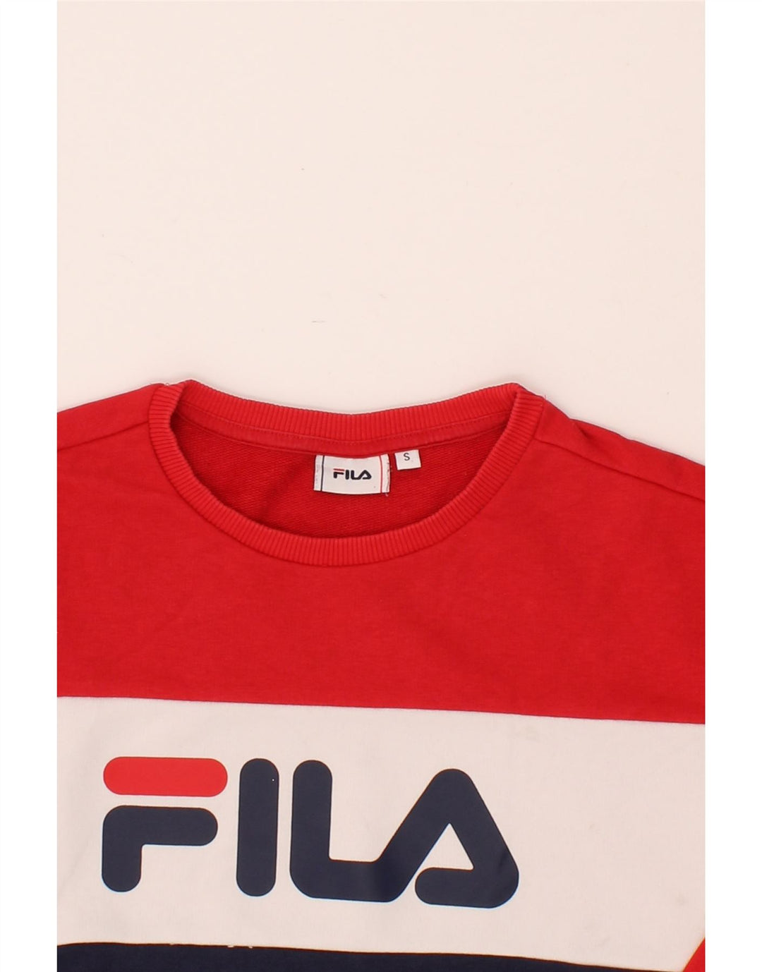 FILA Womens Oversized Graphic Sweatshirt Jumper UK 10 Small Multicoloured Vintage Fila and Second-Hand Fila from Messina Hembry 