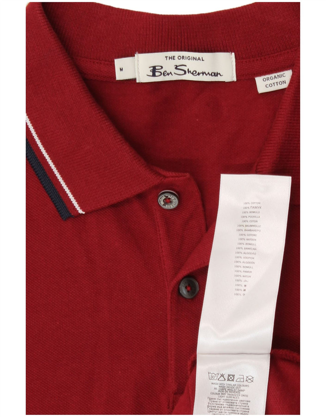 Ben Sherman Mens Polo Shirt Medium Maroon Cotton
