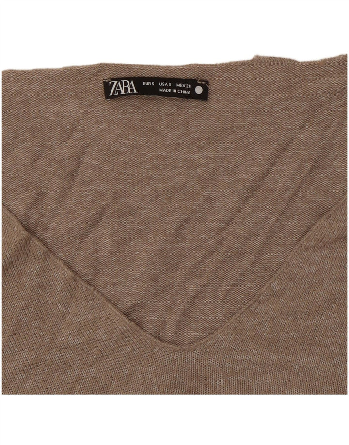 ZARA Womens V-Neck Jumper Sweater UK 10 Small Grey