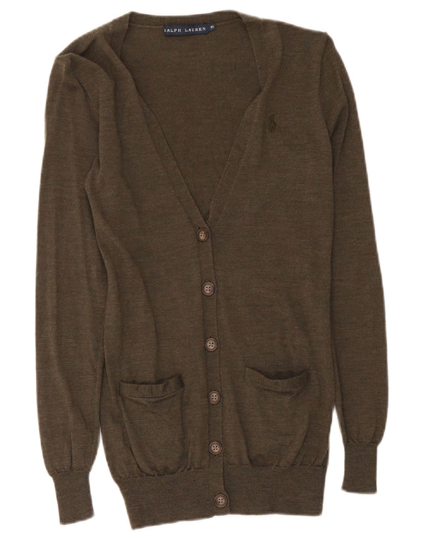 Ralph Lauren Womens Cardigan Sweater UK 4 XS Green Merino Wool