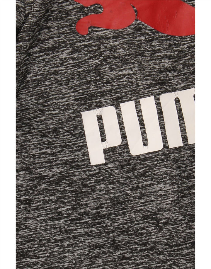 PUMA Boys Graphic Top Long Sleeve 8-9 Years Small Grey Polyester