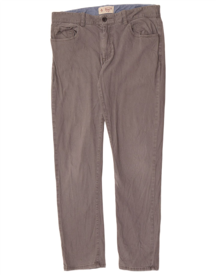 Penguin Mens Slim Casual Trousers W33 L32 Grey