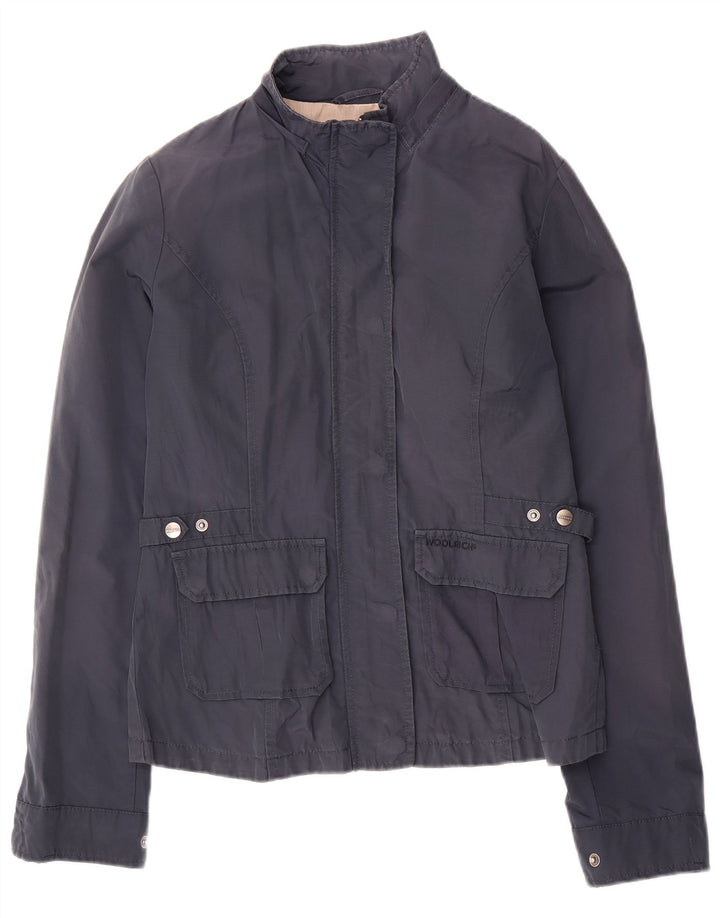 Woolrich Womens Bomber Jacket UK 16 Large Navy Blue Cotton