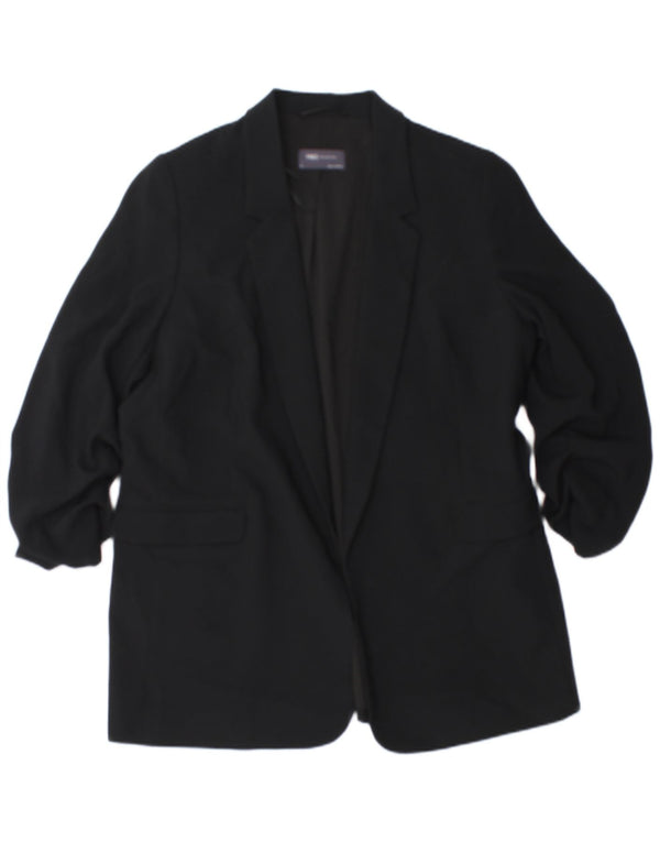 Marks & Spencer Womens 3/4 Sleeve Open Blazer Jacket UK 18 XL Black