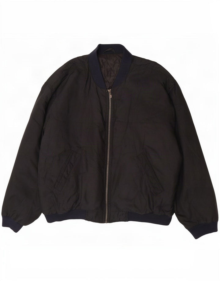 Marks & Spencer Mens St. Michael Bomber Jacket UK 42 XL Black Polyester