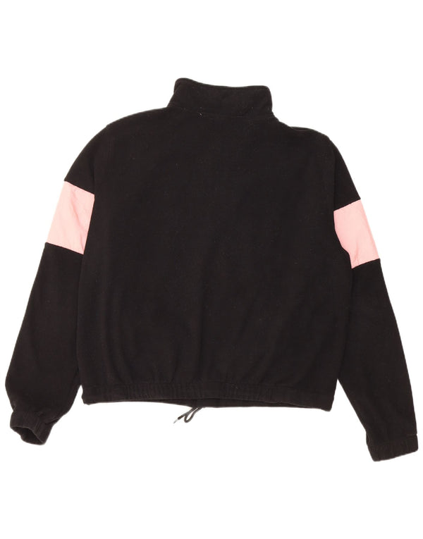 Ellesse Womens Oversized Graphic Fleece Jumper UK 8 Small Black Colourblock