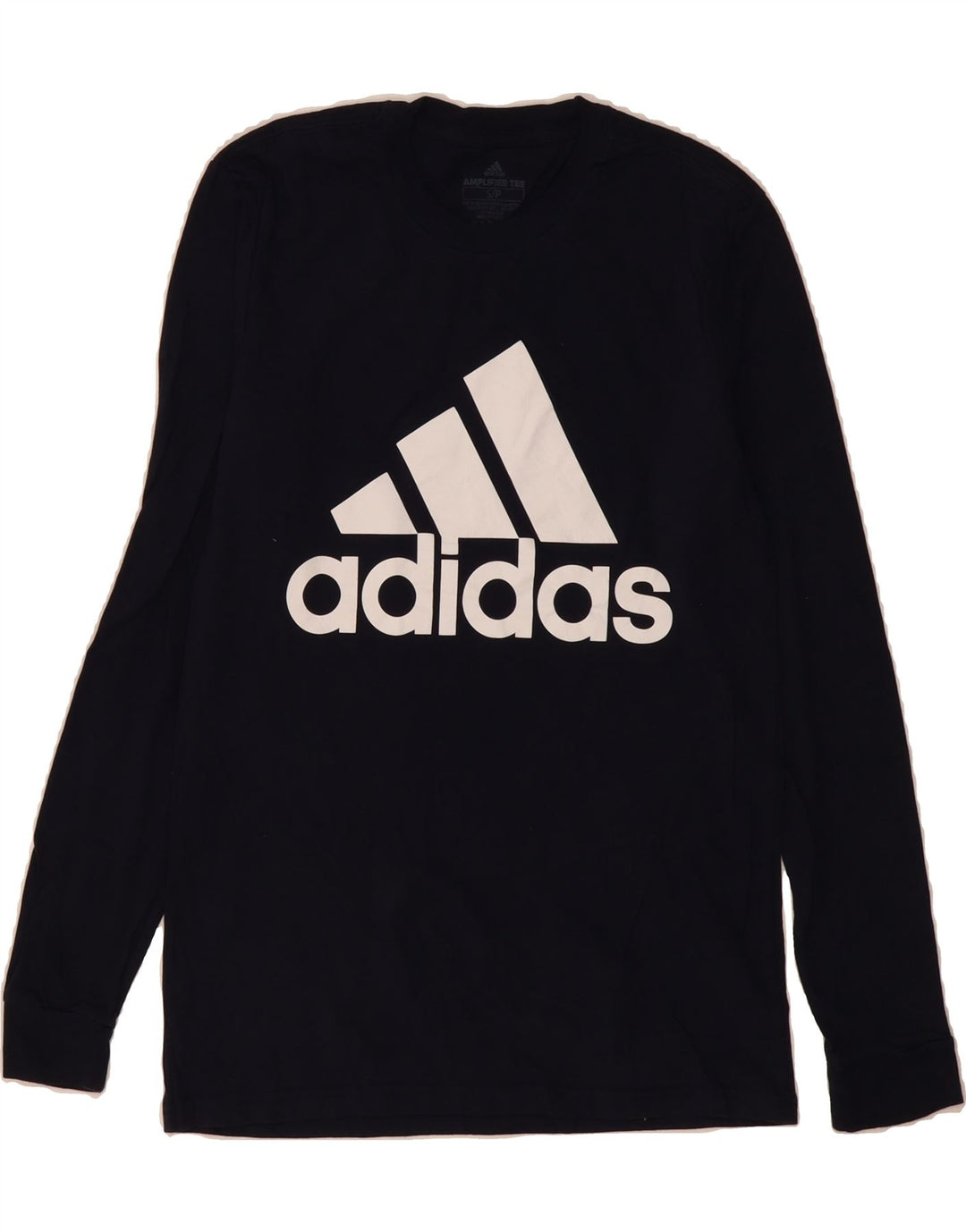 ADIDAS Mens Graphic Top Long Sleeve Small Navy Blue Cotton Vintage Adidas and Second-Hand Adidas from Messina Hembry 