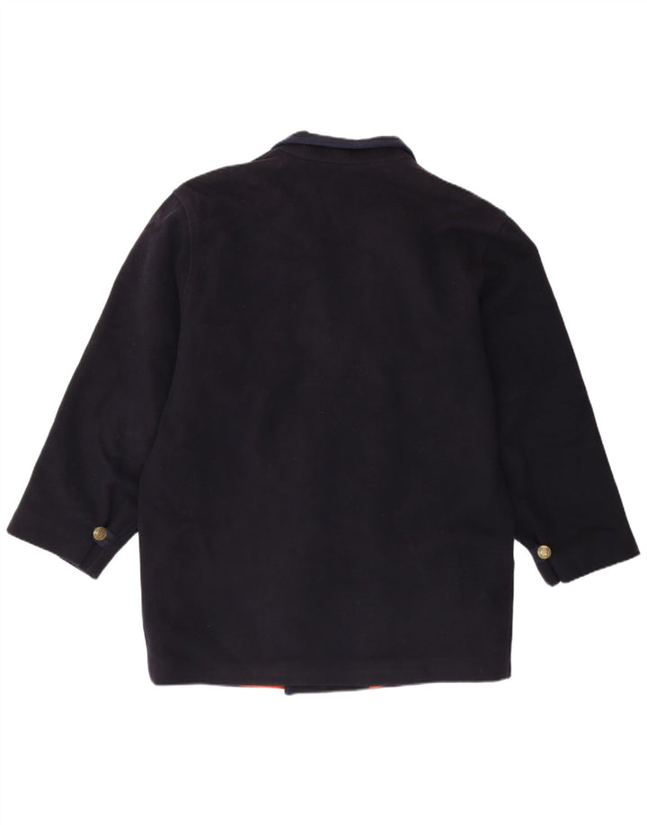 Vintage Mens Regular Fit Double Breasted Coat IT 46 Small Navy Blue Wool