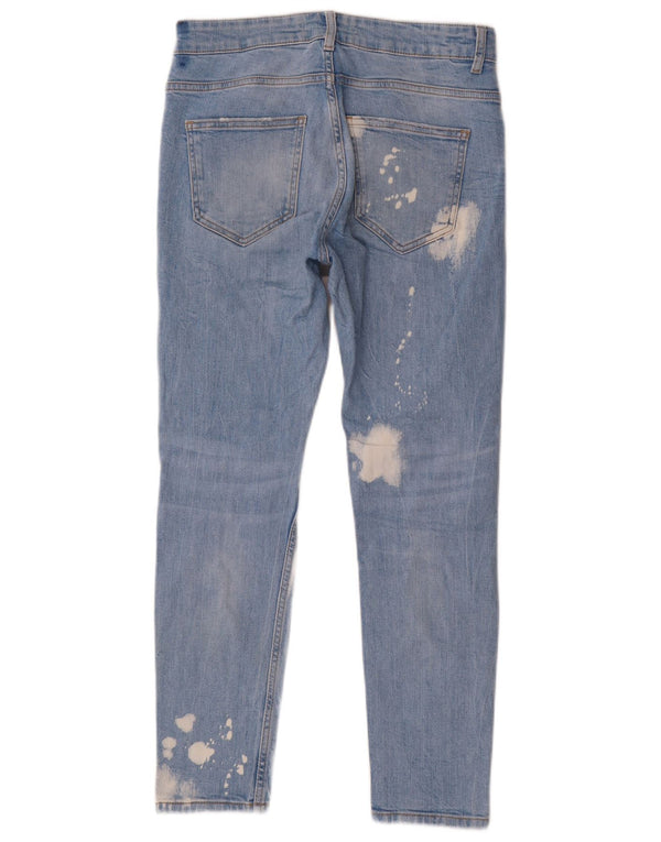 Zara Mens Acid Wash Distressed Slim Jeans EU 38 Small W30 L28 Blue