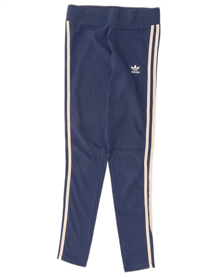 ADIDAS Womens Leggings UK 8 Small Navy Blue