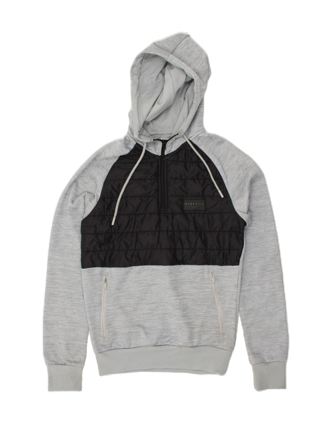 MCKENZIE Mens Hoodie Jumper Small Grey Colourblock Polyester | Vintage Mckenzie | Thrift | Second-Hand Mckenzie | Used Clothing | Messina Hembry 