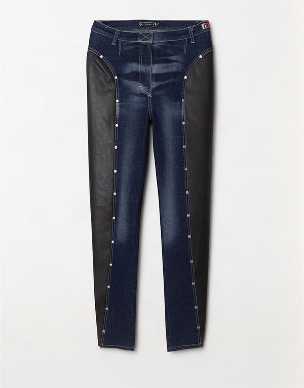 Vintage Womens Skinny Jeans Small W26 L31 Navy Blue Colourblock Cotton