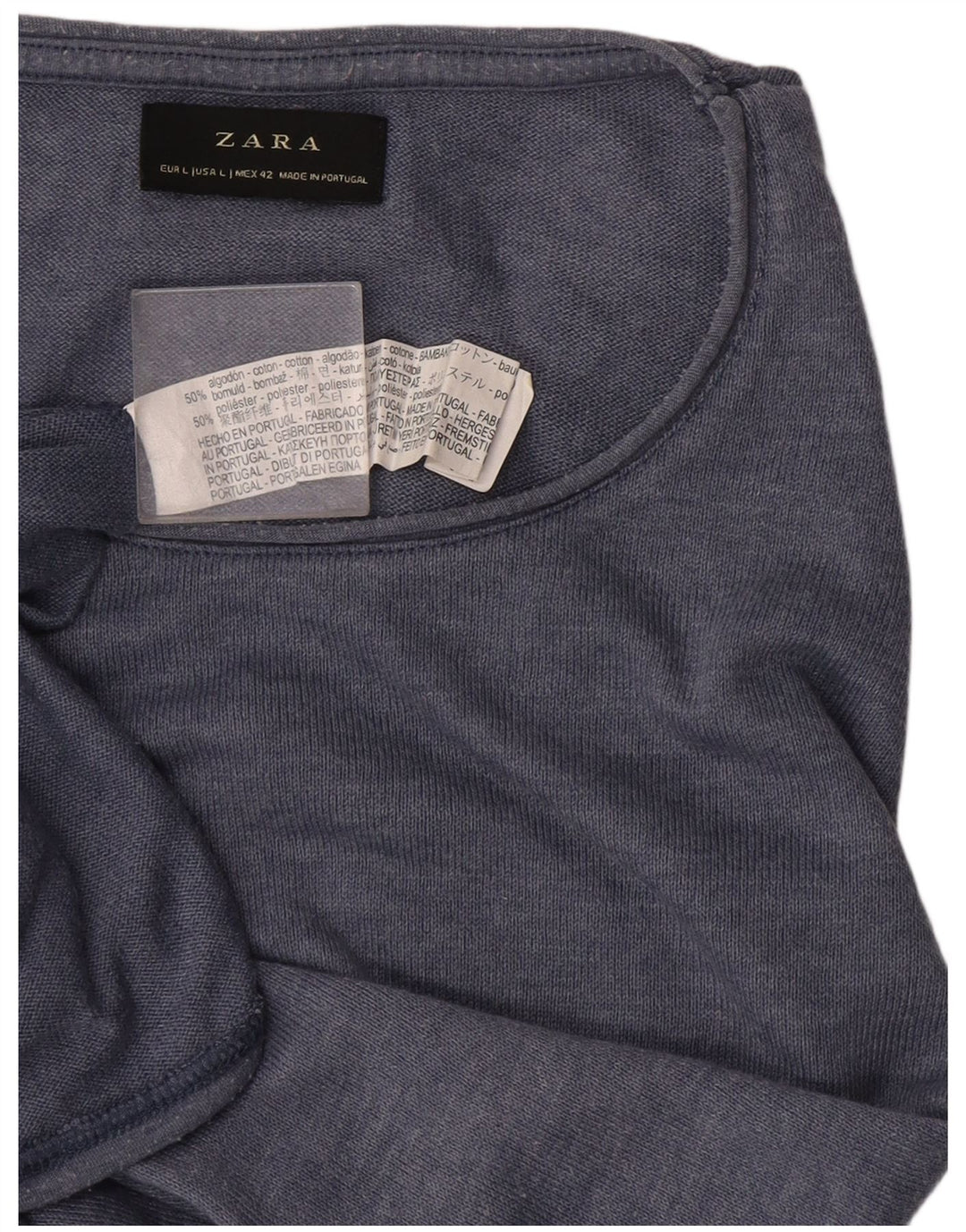 Zara Mens T-Shirt Top Large Blue Cotton