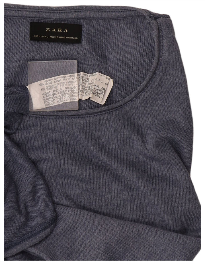 Zara Mens T-Shirt Top Large Blue Cotton
