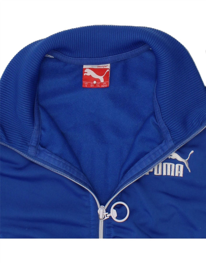 PUMA Boys Graphic Tracksuit Top Jacket 3-4 Years Blue Colourblock Vintage Puma and Second-Hand Puma from Messina Hembry 