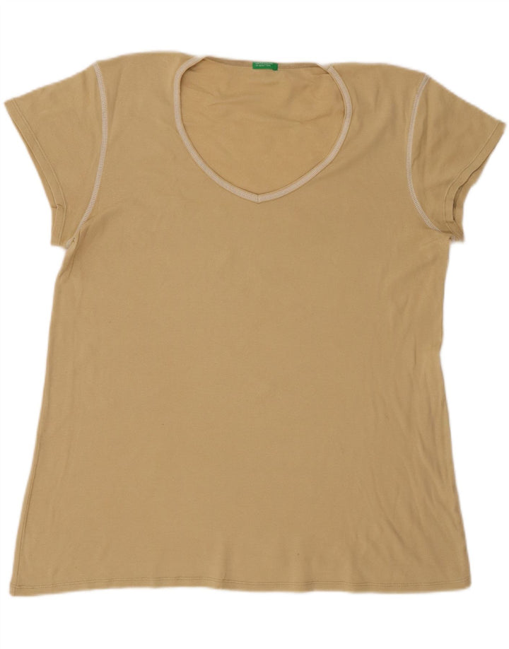Benetton Womens T-Shirt Top UK 16 Large Beige