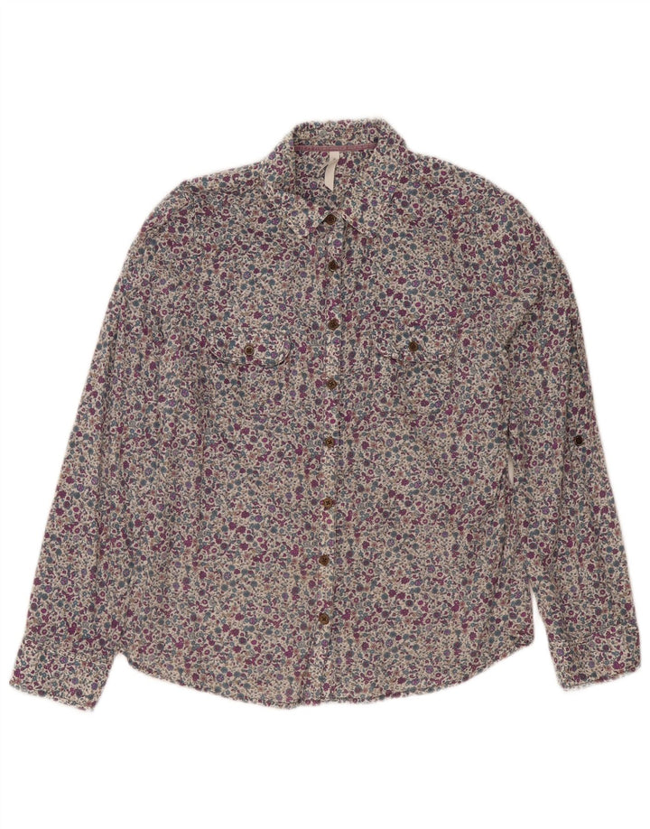 Marks & Spencer Womens Shirt UK 12 Medium Multicoloured Floral Cotton