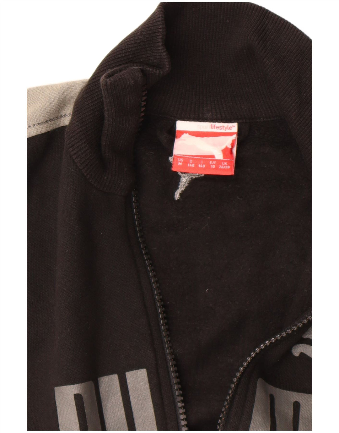 Puma Boys Graphic Tracksuit Top Jacket 9-10 Years Black Colourblock