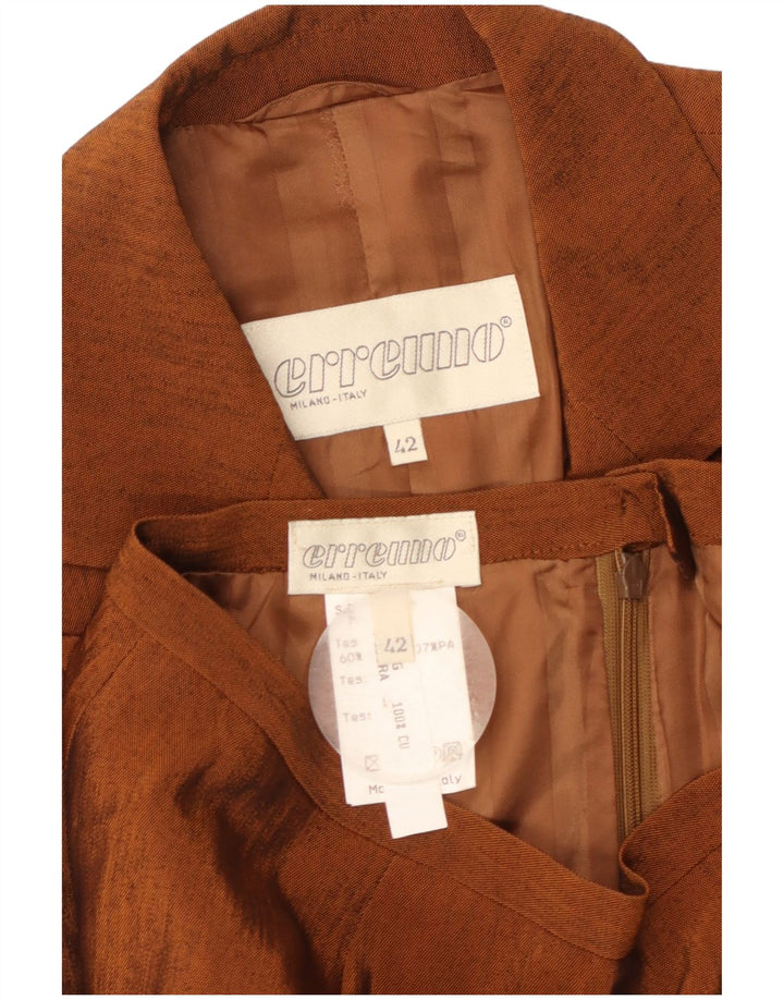 Erreuno Womens 1 Button 2 Piece Skirt Set IT 42 Medium W26 Brown Acetate