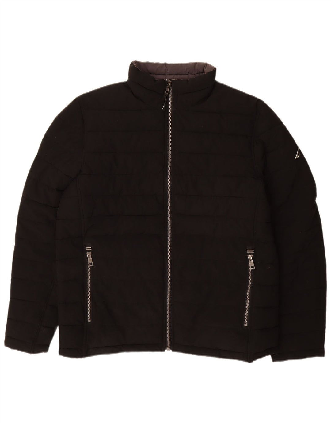 NAUTICA Mens Reversible Padded Jacket UK 40 Large Black Polyester