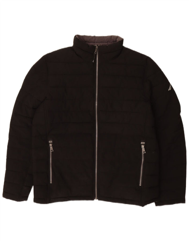 NAUTICA Mens Reversible Padded Jacket UK 40 Large Black Polyester