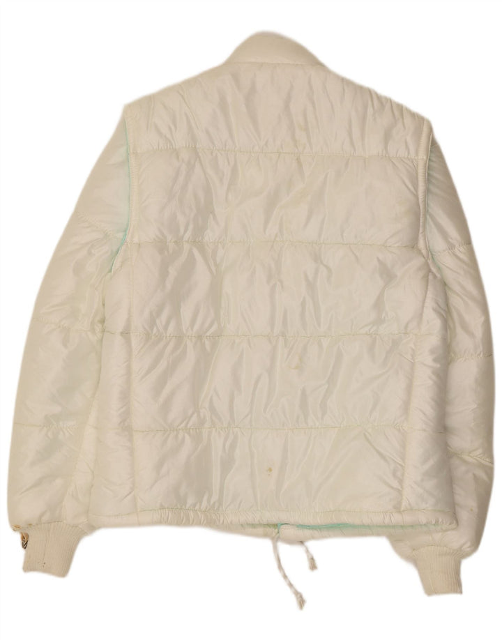 RIFLE Womens Oversized Padded Jacket UK 10 Small Off White Colourblock