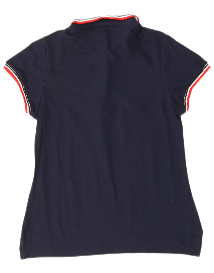 Conte of Florence Womens Polo Shirt UK 12 Medium Navy Blue Cotton