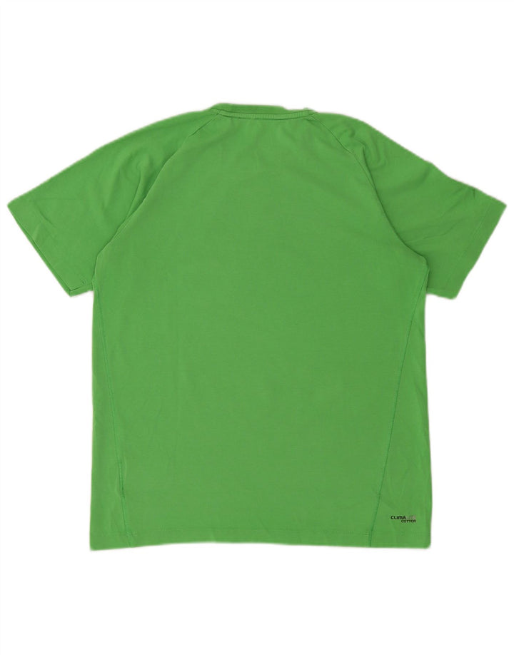 ADIDAS Boys Climalite Graphic T-Shirt Top 15-16 Years Green Cotton
