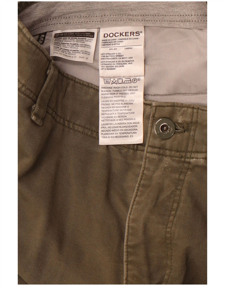 DOCKERS Mens Slim Chino Trousers W34 L32 Khaki Cotton