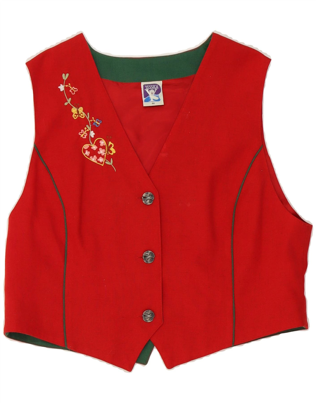 YESSICA Womens Waistcoat EU 44 XL Red Polyester Vintage Yessica and Second-Hand Yessica from Messina Hembry 