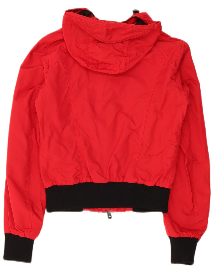 REFRIGIWEAR Womens Crop Hooded Bomber Jacket UK 12 Medium Red Polyamide