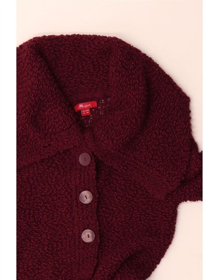 Monsoon Womens Longline Cardigan Sweater UK 10 Small Burgundy