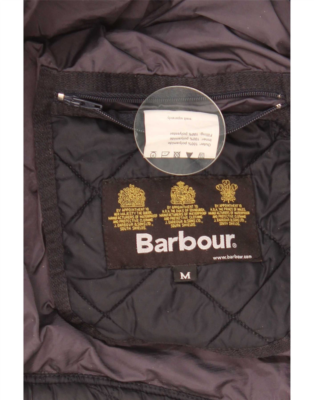 Barbour Mens Quilted Jacket UK 38 Medium Navy Blue Polyamide