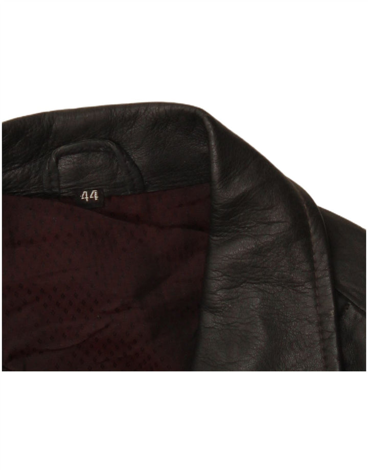 Vintage Womens Leather Biker Jacket IT 44 Medium Black Leather