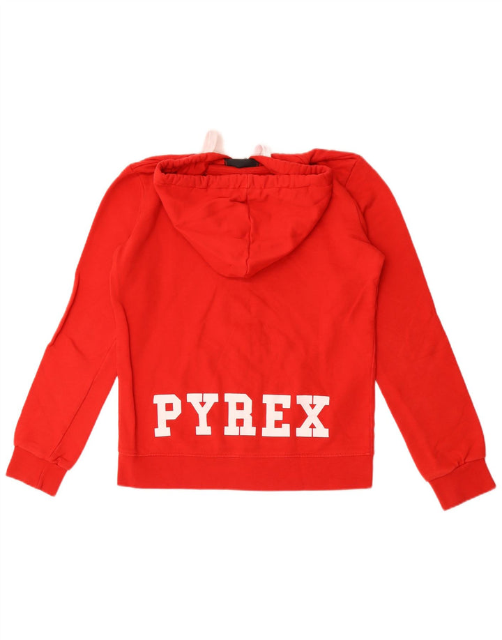 Pyrex Womens Graphic Zip Hoodie Sweater UK 14 Medium Red Cotton