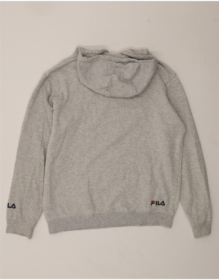 FILA Mens Graphic Hoodie Jumper Small Grey Vintage Fila and Second-Hand Fila from Messina Hembry 