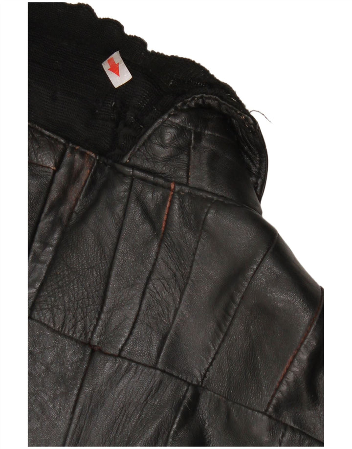 Vintage Womens Bomber Leather Jacket UK 12 Medium Black Leather