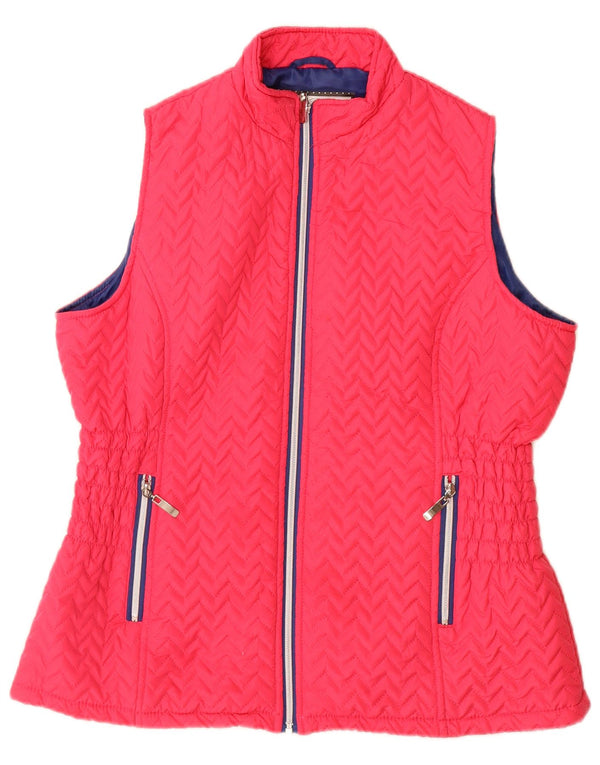 Paco Boutique Womens Quilted Gilet UK 16 Large  Pink Chevron Polyester