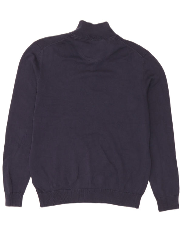 Timberland Mens Zip Neck Jumper Sweater Small Navy Blue Cotton