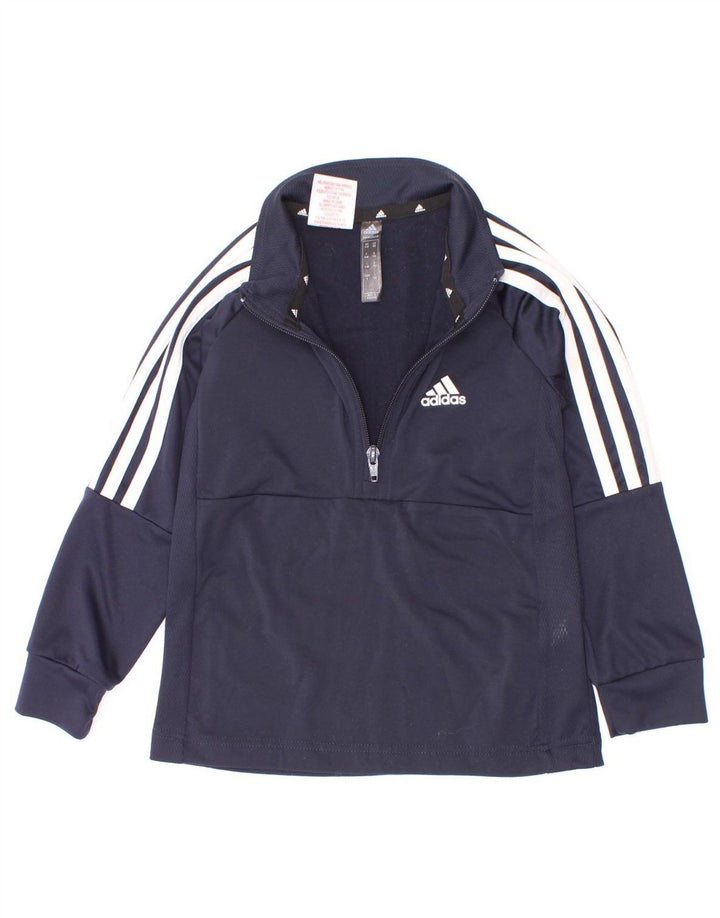 Adidas Boys Aeroready Zip Neck Pullover Tracksuit Top 5-6 Years Navy Blue