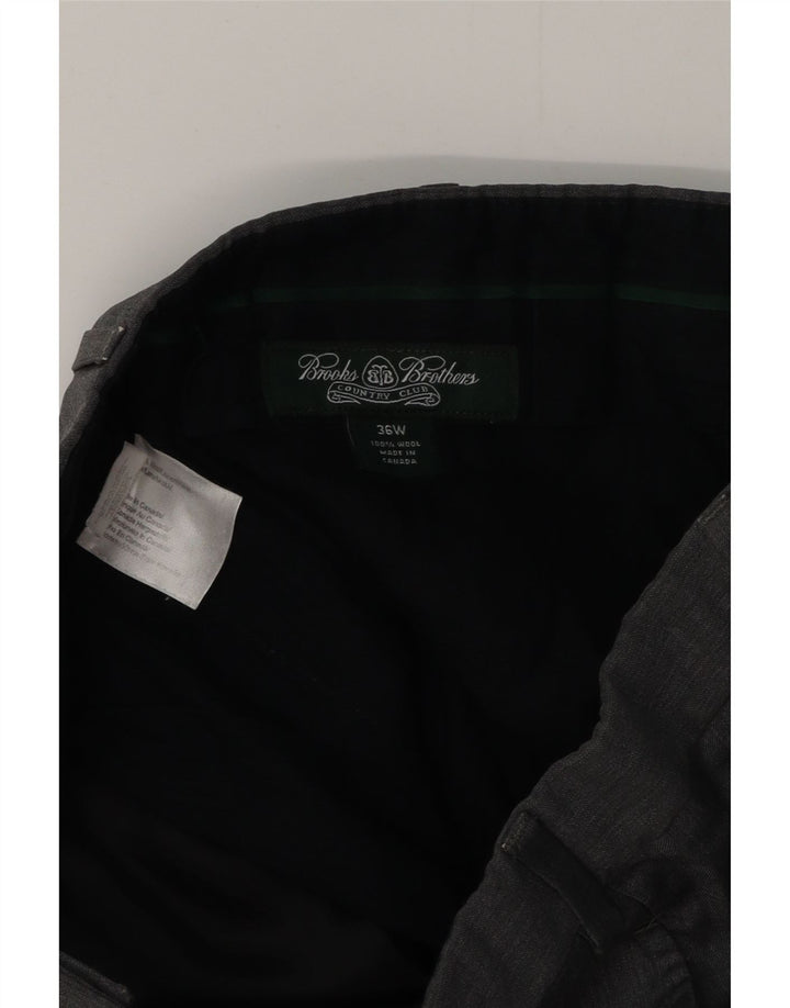 BROOKS BROTHERS Mens Straight Suit Trousers W36 L30 Grey Wool